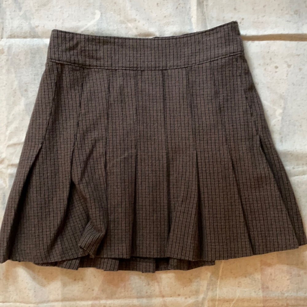 Brown plaid mini skirt